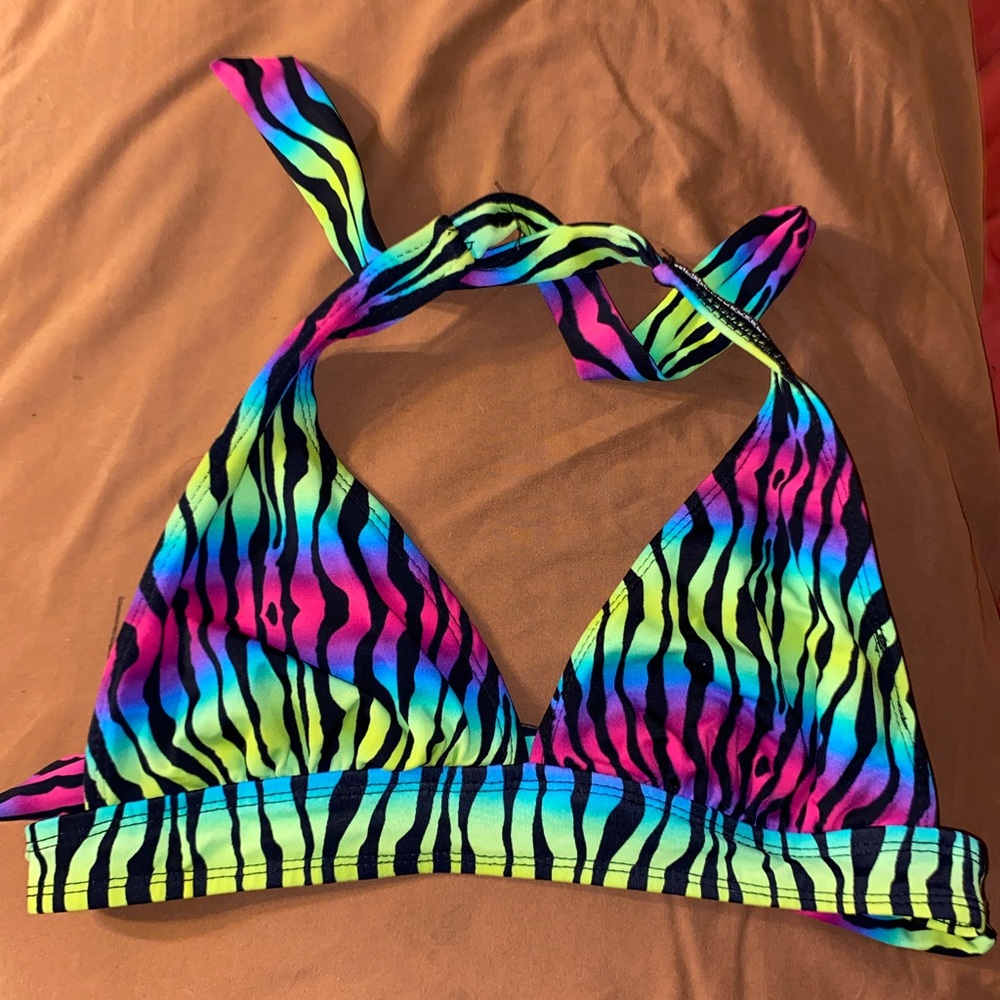 Vibrant Zebra Print Bikini Top size small